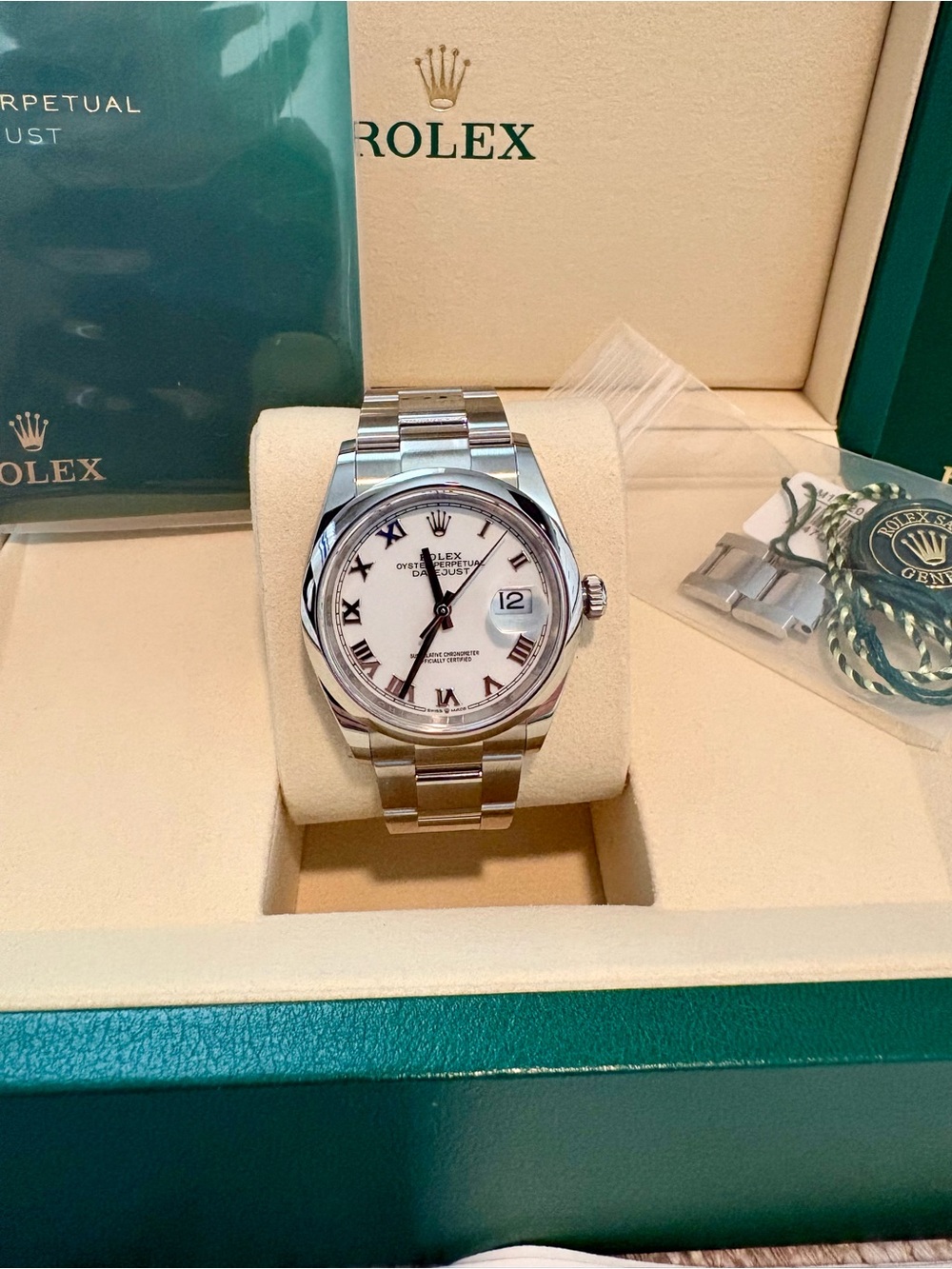 New 2026 Rolex Datejust 36mm Stainless Steel Watch White Roman 126200